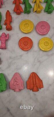 Lot Of 44 1980s Diener SPACE RAIDERS Rubber Erasers 4 Complete Sets Robo Alian
