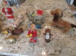 Lot of 14 Vintage wind up & Battery toys Tin, Plastic, Mohair Japan Not working