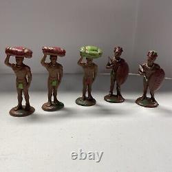 Lot of 5 VTG MCM J H Miller Wax Plastic African Safari Natives Toys