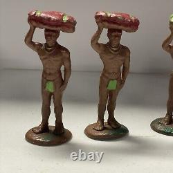 Lot of 5 VTG MCM J H Miller Wax Plastic African Safari Natives Toys