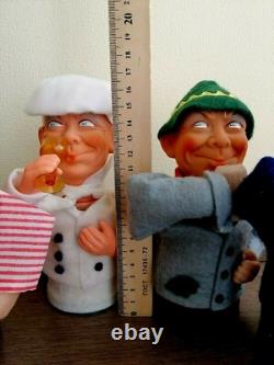 Lot of 6 pcs of Vintage Circa 1960s Drinking Man Squeaker Toys. Rare