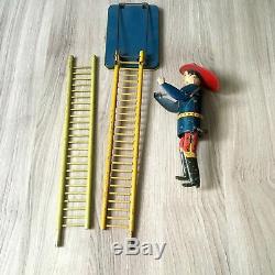 Louis Marx & Co. Smokey Joe climbing firefighter vintage wind up toy