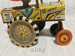 Louis Marx & Company Vintage Milton Berle Crazy Car Wind Up Tin Toy Car