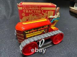 Louis Marx, Tin Wind-up Litho Midget Climbing Tractor with Original Box