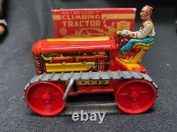 Louis Marx, Tin Wind-up Litho Midget Climbing Tractor with Original Box