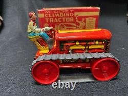 Louis Marx, Tin Wind-up Litho Midget Climbing Tractor with Original Box