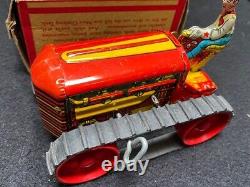 Louis Marx, Tin Wind-up Litho Midget Climbing Tractor with Original Box