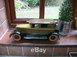 Lovely Kingsbury Sedan Car Vintage Rare Pressed Steel Wind Up Tin Toy Tinplate