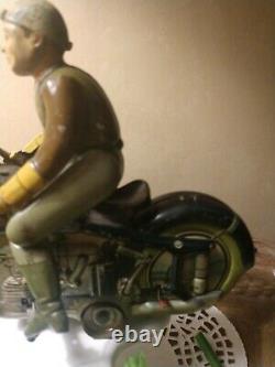 MAC 700 Arnold 40's Tin Lithograph Motorcycle Wind Up TOY, US Zone Germany