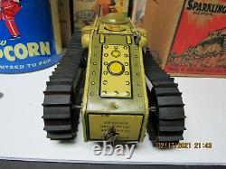 MARX SPARKLING CLIMBING FIGHTING ARMY TANK TIN WINDUP IN BOX 30s WORKS EXC