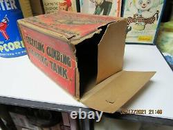 MARX SPARKLING CLIMBING FIGHTING ARMY TANK TIN WINDUP IN BOX 30s WORKS EXC