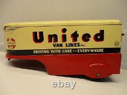 MARX TIN LITHO PRESSED STEEL WINDUP UNITED VAN LINE MOVING TRUCK 1940s TOY WORKS