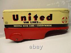 MARX TIN LITHO PRESSED STEEL WINDUP UNITED VAN LINE MOVING TRUCK 1940s TOY WORKS