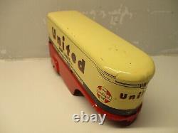 MARX TIN LITHO PRESSED STEEL WINDUP UNITED VAN LINE MOVING TRUCK 1940s TOY WORKS