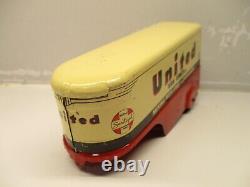 MARX TIN LITHO PRESSED STEEL WINDUP UNITED VAN LINE MOVING TRUCK 1940s TOY WORKS