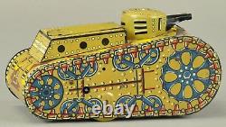 MARX TIN LITHO WINDUP DOUGHBOY TANK 1940s TOY With KEY WORKS GREAT