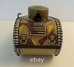 MARX TIN LITHO WINDUP DOUGHBOY TANK 1940s TOY With KEY WORKS GREAT