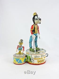 MARX Walt Disney DONALD DUCK DUET & Goofy Wind-up tin toy 1946 vintage Louis 40s