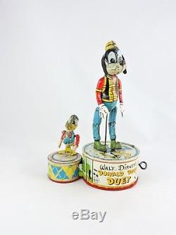 MARX Walt Disney DONALD DUCK DUET & Goofy Wind-up tin toy 1946 vintage Louis 40s
