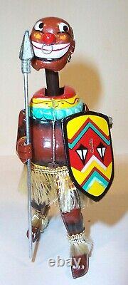 MINT 1950's PANGO PANGO AFRICAN TRIBAL DANCER TIN LITHO WIND-UP TOY MIB T. P. S