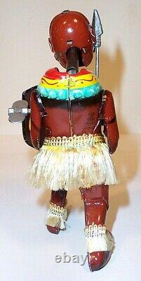 MINT 1950's PANGO PANGO AFRICAN TRIBAL DANCER TIN LITHO WIND-UP TOY MIB T. P. S