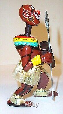 MINT 1950's PANGO PANGO AFRICAN TRIBAL DANCER TIN LITHO WIND-UP TOY MIB T. P. S