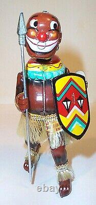 MINT 1950's PANGO PANGO AFRICAN TRIBAL DANCER TIN LITHO WIND-UP TOY MIB T. P. S