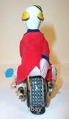 MINT 1950's SKIPPY THE TRICKY CYCLIST TIN LITHO CIRCUS WIND-UP UNICYCLE TOY MIB