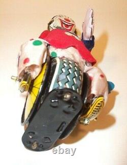 MINT 1950's SKIPPY THE TRICKY CYCLIST TIN LITHO CIRCUS WIND-UP UNICYCLE TOY MIB