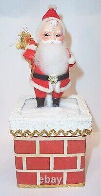 MINT 1960s WIND-UP SANTA CLAUS CHIMNEY MUSIC BOX SANTA CLAUS IS COMING TO TOWN