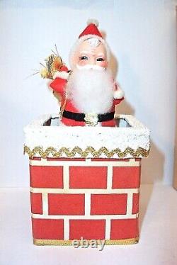 MINT 1960s WIND-UP SANTA CLAUS CHIMNEY MUSIC BOX SANTA CLAUS IS COMING TO TOWN