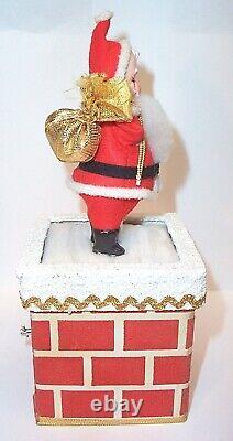 MINT 1960s WIND-UP SANTA CLAUS CHIMNEY MUSIC BOX SANTA CLAUS IS COMING TO TOWN