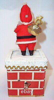 MINT 1960s WIND-UP SANTA CLAUS CHIMNEY MUSIC BOX SANTA CLAUS IS COMING TO TOWN