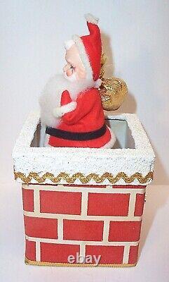 MINT 1960s WIND-UP SANTA CLAUS CHIMNEY MUSIC BOX SANTA CLAUS IS COMING TO TOWN