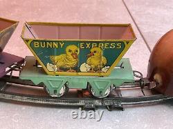 Marx Bunny Express Hopper Train, Cars and box Original Rare Nice Litho