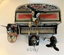 Marx & Co. Merry Makers Tin Lithographed Mouse Band Windup Toy with Marquee