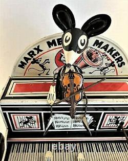 Marx & Co. Merry Makers Tin Lithographed Mouse Band Windup Toy with Marquee