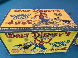 Marx Donald Duck Duet Tin Windup with Box Old Store Stock