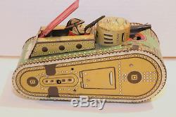 Marx Dough Boy Metal Wind Up Tank Tin Litho Wind Up Key 1930's IT WORKS