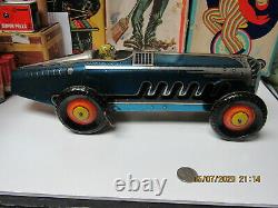 Marx Giant King Boat Tail Tin Litho Blue Indy Racer 1941 Wind Up 13 Exc Works