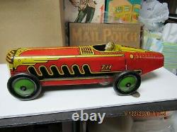 Marx Giant King Boat Tail Tin Litho Red Yellow Indy Racer 1941 Wind Up 13 Exc