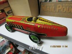 Marx Giant King Boat Tail Tin Litho Red Yellow Indy Racer 1941 Wind Up 13 Exc