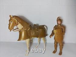 Marx Golden Knight With Horse Sir Gordon And Horse Bravo. Vintage MCM 50s 60s