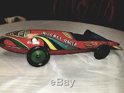 Marx Rocket Racer Wind Up Tin Toy 1935 Vintage Works