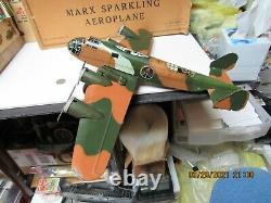 Marx Sparkling Aeroplane Windup Tin Camouflage Us Army Airplane In Box Nm Works