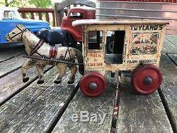 Marx TIN LITHO WIND UP TOYLAND'S FARM PRODUCTS HORSE DRAWN MILK & CREAM WAGON