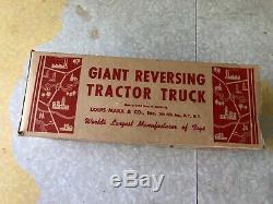 Marx Toys Wind-Up GIANT REVERSING TRACTOR TRUCK with box and accessories