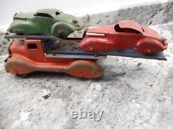 Marx Toys two car carrier transporter with cars