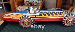 Marx Vintage 16 Inch Indy Style Tin Wind Up Race Car Complete And Working Rare