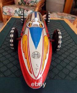 Marx Vintage 16 Inch Indy Style Tin Wind Up Race Car Complete And Working Rare